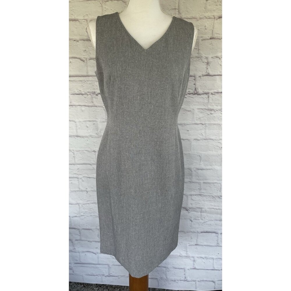 KASPER Women's Office Dress Petite Gray Sleeveless Sheath Lined Back Zip Size 6P - Picture 3 of 16